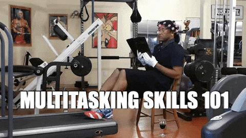 Man Multitasking While Working Out GIF