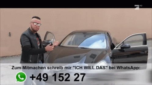 Man Next to Car with Phone +49 152 27