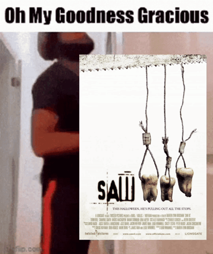 Man Next to Saw Poster