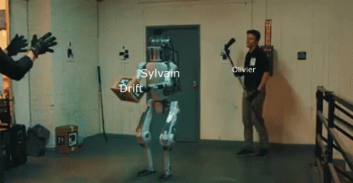 Man Next To Sylvain Drift Robot GIF
