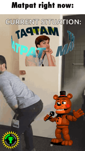 Man Next To Teddy Bear Saying Matpat Right Now GIF