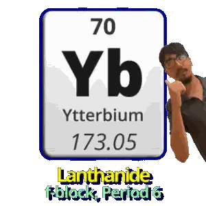 Man Next to Ytterbium Sign