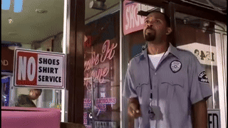 Man No Shoes No Shirt No Service Sign GIF