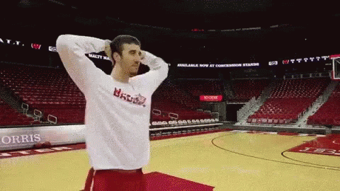 Man on Basketball Court Wearing Bruins Shirt
