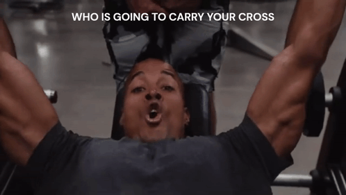 Man on Bench Who Is Going to Carry Your Cross
