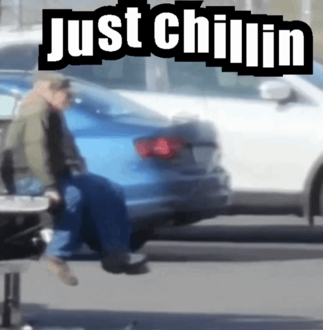Man On Blue Car Just Chillin GIF