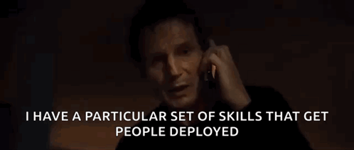 Man on Cell Phone Saying I Have a Particular Set of Skills