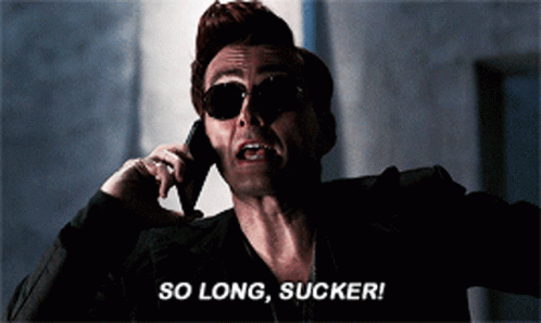 Man On Cell Phone Saying So Long Sucker GIF