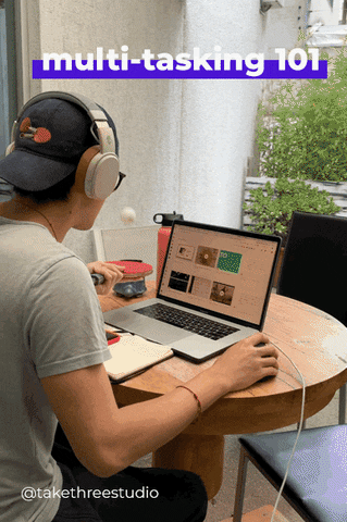 Man On Computer Multitasking GIF