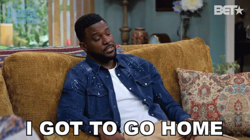 Man on Couch Saying I Got to Go Home