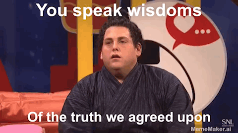 Man on Couch You Speak Wisdoms of the Truth We Agreed Upon