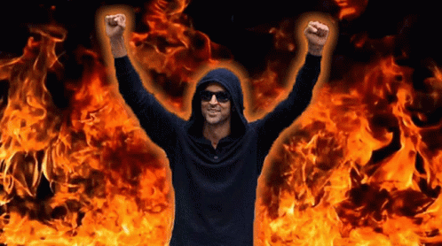 Man On Fire Celebrating Fiery Background GIF