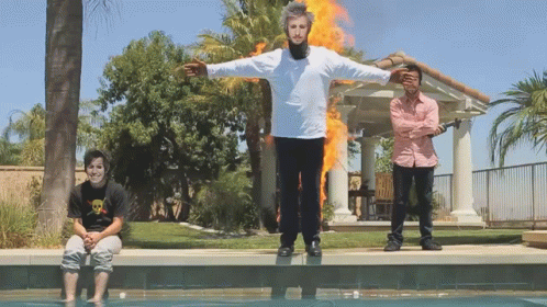 Man On Fire Falling On Pool GIF