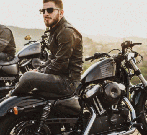 Man on Harley Davidson Motorcycle