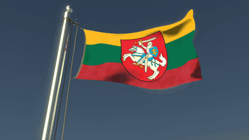 Man on Horse Holding Sword Flag Waving
