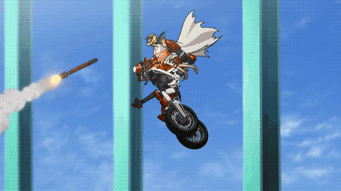 Man On Motorcycle With Rocket GIF