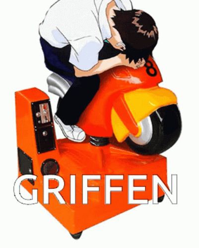 Man on Orange Motorcycle Griffen