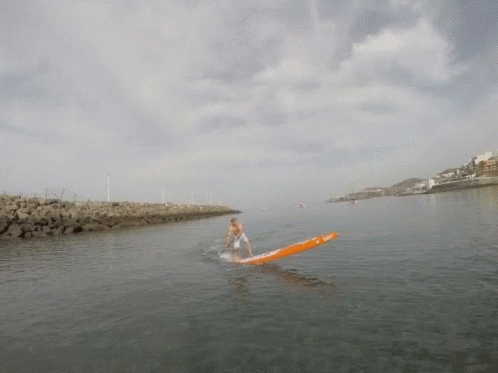 Man on Paddle Board in Water