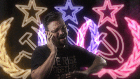 Man On Phone Ussr Symbols Background GIF