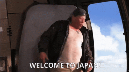 Man On Plane Welcome To Japan GIF