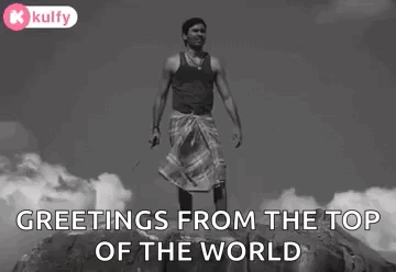 Man On Rock Greetings From Top Of World GIF