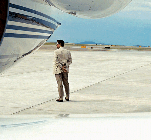 Man on Runway Looking at Plane