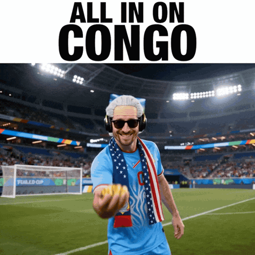 Man on Soccer Field All in on Congo