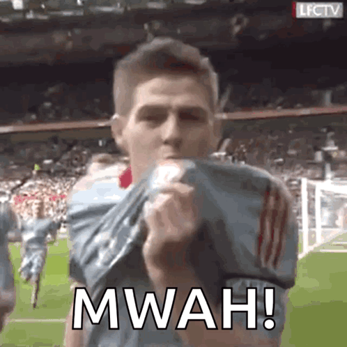 Man On Soccer Field Mwah GIF