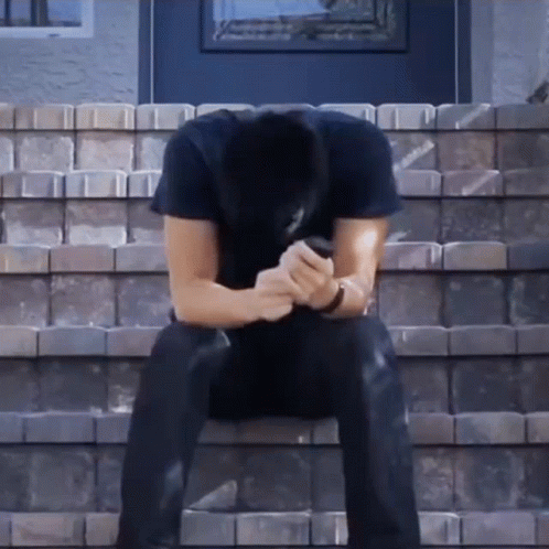 Man On Stairs Anxiously Waiting GIF