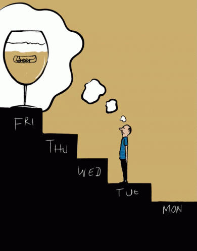 Man on Stairs With Beer Glass Above
