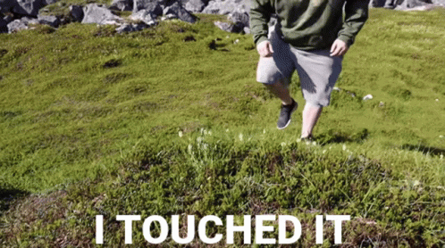 Man On The Grass I Touched It GIF