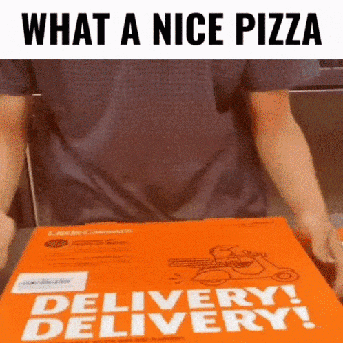Man Opening Pizza Box Saying Delivery Delivery GIF