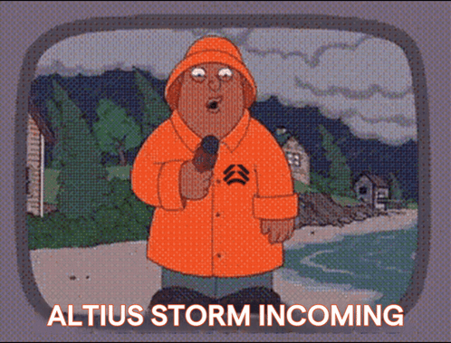 Man Orange Raincoat Holding Microphone Altius Storm Incoming GIF