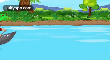 Man Paddling Boat On River GIF