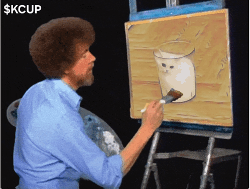 Man Painting Cat in Milk Glass