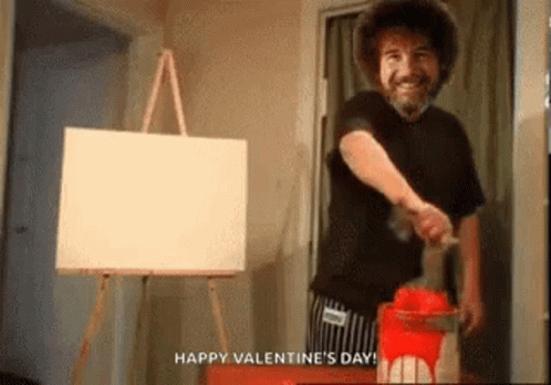 Man Painting Happy Valentines Day