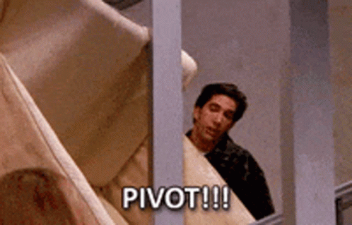 Man Peeking Behind Railing Says Pivot
