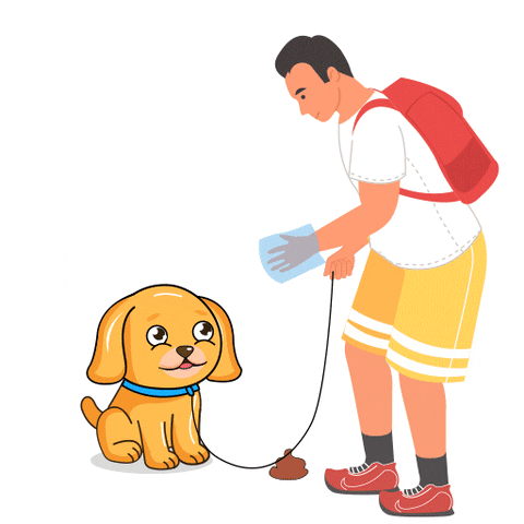 Man Picking Up And Throwing Away Dog Poop GIF