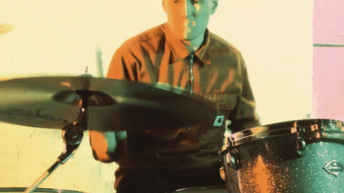 Man Playing Drum Set With Cymbal Saying A GIF