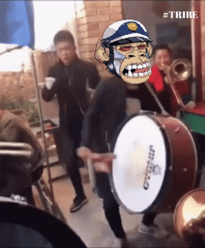 Man Playing Drum With Monkey On Head #Tribe GIF