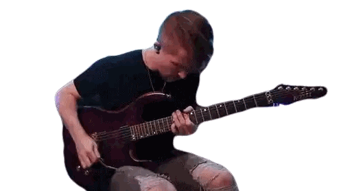 Man Playing Guitar With Kivett Logo