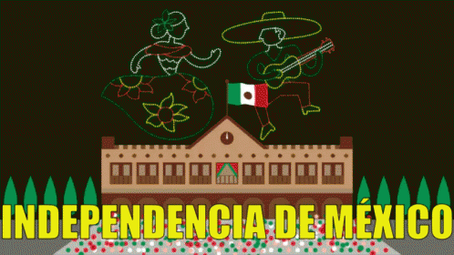Man Playing Guitar Woman Dancing Independencia de Mexico