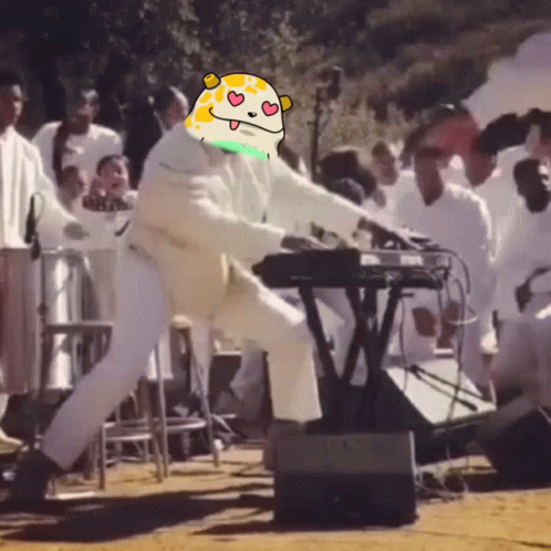 Man Playing Keyboard In Crowd GIF