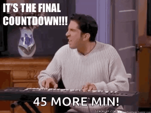 Man Playing Keyboard Saying It's The Final Countdown 45 More Min