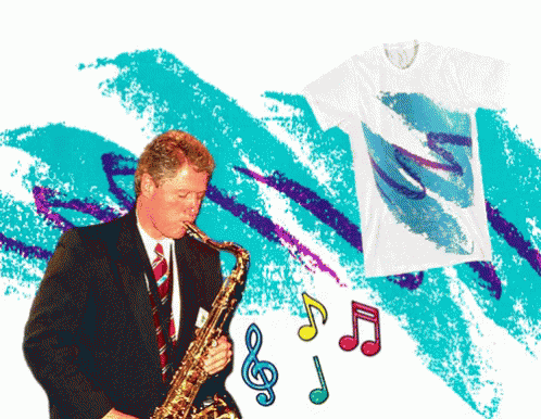 Man Playing Saxophone Next to Music Notes
