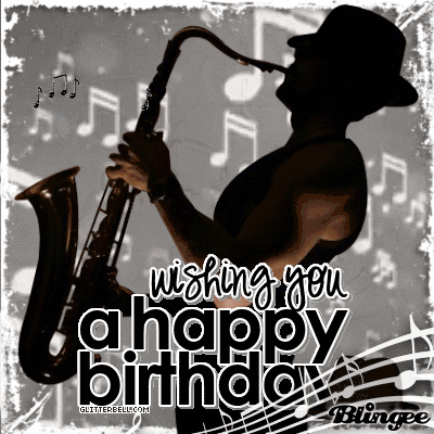 Man Playing Saxophone Wishing Happy Birthday