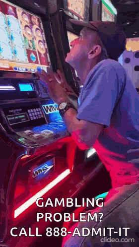 Man Playing Slot Machine