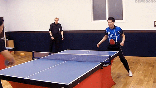 Man Playing Table Tennis Shows Tricks GIF