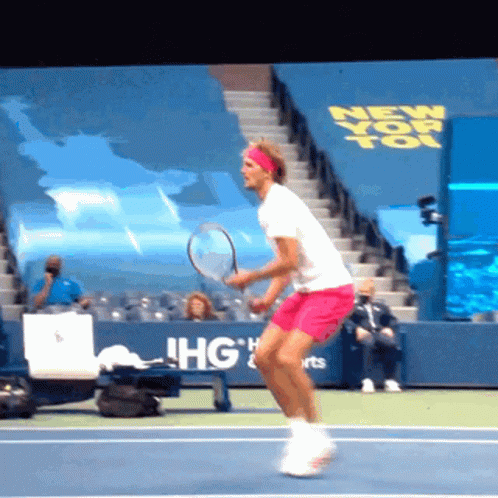 Man Playing Tennis at New York Sign