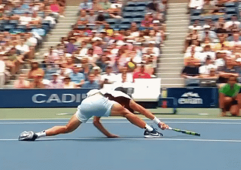 Man Playing Tennis On Blue Court Saying CADI GIF